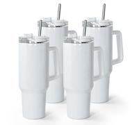 AGH 40 oz Sublimation Tumbler with Handle, 4 Pack Shimmer Glass Cups with Straw and Lid, Sublimation White Tumblers Blanks