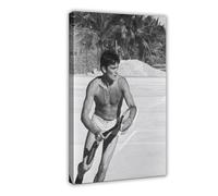 AGHNZ French Male Actors Alain Delon Poster Canvas Posters Frame-style 16x24inch(40x60cm)
