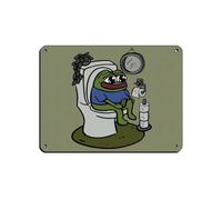 AGHNZ Pepe The Frog in Bathroom Vintage Art 1 Retro Posters Metal Tin Sign Chic Art Retro Iron Painting Bar People Cave Cafe Family Garage Poster Wall Decoration 12x16inch(30x40cm)