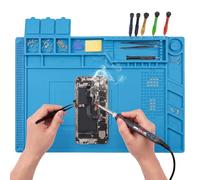 aghoer Soldering Mat Silicone Heat-resistant: Heatproof up to 500°C - Anxiety Workbench Getting Burns Decreased by 95% - Antistatic Coating - Reduces Static Damage by 20% During Phone Repair - 45x30cm
