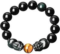 AGHSGDBCE Feng Shui Bracelet, Rainbow Obsidian Double Piyao Feng Shui Wealth Bracelet Money Bag Charms, One Size, Acetate, no gemstone