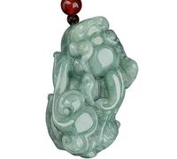 AGHSGDBCE Pixiu Jade Necklace, Level A Fei Cui Jade Pi Yao Necklace Chakra Gem Auspcious Talisman Crystal Prosperity Evil