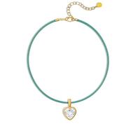 AGHTLZX Green Rope Cord Necklace with Heart | Hypoallergenic Gold Bezel Heart Gemstone On Adjustable Green Woven Cord. Tarnish-Resistant Boho Statement Jewelry.
