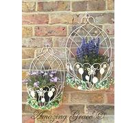 AGI Set 2 French Vintage Style Metal Garden Wall Planters Pot Holders Basket Hanging