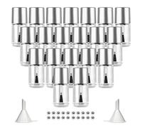 Agidea 20PCS Empty Nail Polish Bottles with Brush, Empty Refillable DIY Glass Nail Polish Bottles with Funnel & Mixing Balls 15ML, Silver