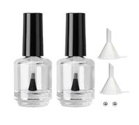 Agidea 2PCS Empty Nail Polish Bottles with Rounded Brush,Empty Glass Clear Refillable Nail Polish Containers Vials with Mixing Balls & Funnels & Black Cap for DIY Nail Art Samples (15ML)