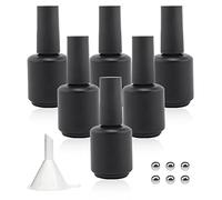 Agidea 6-Pack 15ML Matte Black Empty Nail Polish Bottles with Brush, Mixing Balls & Funnel - Perfect for DIY Nail Polish, Travel & Storing Liquids
