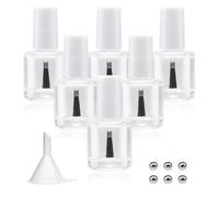 Agidea 6PCS Empty Nail Polish Bottles Glass with Brush, Empty Refillable DIY Nail Polish Bottles with Funnel & Mixing Balls, White (10ML)