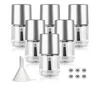 Agidea 6PCS Empty Nail Polish Bottles with Brush, Empty Refillable DIY Glass Nail Polish Bottles with Funnel & Mixing Balls (10ML, Silver)