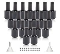 Agidea Empty Gel Nail Polish Bottles, 15ML Refillable Fingernail Polish Bottles with Brush, UV Safe with Mixing Balls & Funnels, Pack of 20 (Bright Black)
