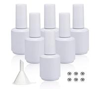 Agidea Empty Gel Nail Polish Bottles, Empty Nail Polish Bottles 15ML, Opaque Round Glass Refillable Fingernail Polish Bottles UV Safe with Mixing Balls & Funnels, Pack of 6 (Matte White)