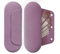 AGIKET Silicone Makeup Brush Holder Travel Cosmetic Bag：Soft Portable Cosmetic Face Brushes Holder with Upgrade Anti-Fall Out Magnetic Closure, Large Travel Makeup Brush Case - Light Purple