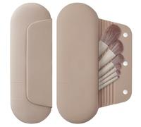 AGIKET Silicone Makeup Brush Holder Travel Cosmetic Bag：Soft Portable Cosmetic Face Brushes Holder with Upgrade Anti-Fall Out Magnetic Closure, Large Travel Makeup Brush Case - Walnut, Walnut