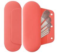 AGIKET Silicone Makeup Brush Holder Travel Cosmetic Bag：Soft Portable Cosmetic Face Brushes Holder with Upgrade Anti-Fall Out Magnetic Closure, Large Travel Makeup Brush Case - Guava