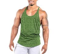 Agilelin Men's Workout Stringer Tank Tops Athletic Quick Dry Y-Back Tops Bodybuilding Muscle Shirts for Gym（1 Or 3 Pack）（Green/XL）