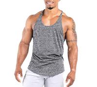 Agilelin Men's Workout Stringer Tank Tops Athletic Quick Dry Y-Back Tops Bodybuilding Muscle Shirts for Gym（1 Or 3 Pack）（Grey/S）