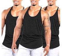 Agilelin Men's Workout Stringer Tank Tops Athletic Quick Dry Y-Back Tops Bodybuilding Muscle Shirts for Gym（1 Or 3 Pack）（Black*3/XL）