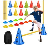 Agility Hurdles Training Equipment - 20 Sports cones & 5 Slalom Poles Set Use as Exercise Jumping Hurdles for Kids, Football Training or as Dog Speed Agility Equipment