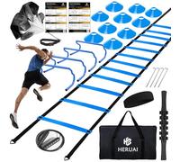 Agility Ladder Speed Training Equipment Set, 20ft Speed Ladder, 4 Hurdles, 10 Speed Cones, Running Parachute, Football Basketball Soccer Training Equipment for Kids Youth Adults - Enhance Speed