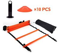 Agility Ladder, Speeds Agility Train Kit, 19Ft Flat Ladder + 10pcs Disc Cones for Athletic Training Agile Training/Soccer/Football(Orange)