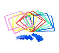 Agility Rings - 15 Inch Agility Ring, Interlocking Square Obstacle Loop | Interactive Playground Balancing Set For Preschool Kids Yard Lawn Playground Backyard Park Gym, Colorful Geometric Target