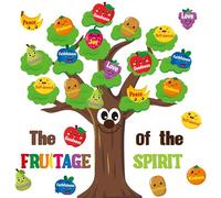 AgincBerry Fruit Bible Tree Cutouts - 76PCS Bible Accents Fruit Age of The Spirit Trees Cutouts Decor for Christian Classroom Bulletin Board Back to School Faith Religious Sunday School Decorations