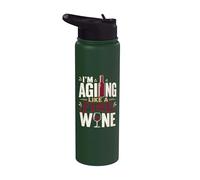 Aging Like A Fine Wine Drinker Vino Birthday Stainless Steel Insulated Water Bottle