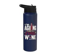 Aging Like A Fine Wine Drinker Vino Birthday Stainless Steel Insulated Water Bottle