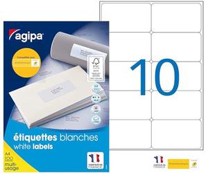 Agipa 100982 Multi Use Pack of 1000 Labels 99.1 x 57 mm Rounded Corners White