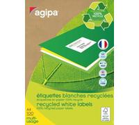 AGIPA 102648 - Box of 800 White Recycled Labels - 99.1 x 67.7 mm - Rounded Corners - Printing: Inkjet, Laser and copiers.