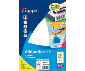 agipa 3270241140149 Universal Labels 19 x 38 MM White 3270241140163