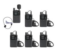 AGJ Wireless Tour Guide System, 1 Transmitter 5 Receivers, UHF 902-928 MHz, 26 Channels, 150-180m Range, 8-15hr Battery Life, Tour Groups, Conferences, Interpretation, Trade Shows