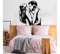 AGjDF Modern sexy kiss man woman girl wall stickers bedroom nude couple romantic wall decal vinyl living room couple room decoration -64x54cm