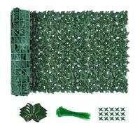 AGJIDSO Artificial Ivy Fence Screening, 3m x 1m (2 * 3x0.5m) Artificial Hedges Panels, Privacy Fence Screen for Garden, Balcony, Outdoor,100PCS Zip Ties(sweet potato leaves)