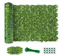 AGJIDSO Artificial Ivy Fence Screening, 3m x 1m Artificial Hedge Roll, Privacy Fence Screen Artificial Hedge Screening for Garden, Balcony, Outdoor, 100PCS Zip Ties