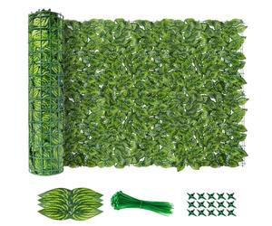 AGJIDSO Artificial Ivy Fence Screening, 3m x 1m Artificial Hedge Roll, Privacy Fence Screen Artificial Hedge Screening for Garden, Balcony, Outdoor, 100PCS Zip Ties