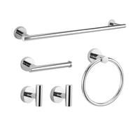 AGKXHDEC Bathroom Hardware Set, 5-Piece Bathroom Sets,24 inch Towel Bar Set,Towel Ring,Toilet Paper Holder,Robe Hook,Wall Mounted, Modern Bath Accessories(1, Chrome)