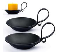 AGLARY 2PCS Matte Black Iron Candle Holder, Industrial Style, Table Centerpiece Decoration, 5x7x3.5 inches, for 2-4.5 inch Diameter Candles