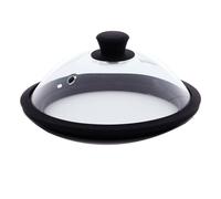 AGLAS Microwave Plate Cover, 11inch Tempered Glass Microwave Ventilated Covers with Water Injection Trough, Prevent Splashes, Keep Food Juicy