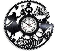 AGlitw Alice In Wonderland Fantasy Film Vinyl Record Retro Wall Clock Birthday New Year Christmas Birthday Gift Personality Creative Home Design Wall Decoration