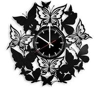 AGlitw Butterfly Shaped Vinyl Wall Clock - Retro Vinyl Record Wall Clock Home Decoration,With LED Light