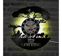 AGlitw Eld The Cartoon Lion King 3D Record Clock Creative Hollow Hanging Vinyl LED Record Wall Clock Style A