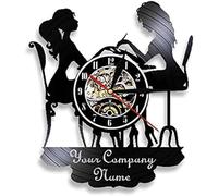 AGlitw Personalized Wall Clock Salon Company Name Wall Clock Vinyl Record Modern Personality Wall Decoration Nail Beauty Salon