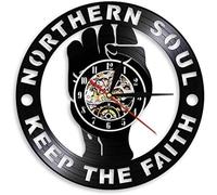 AGlitw Vintage Northern Soul Keeping Faith Wall Clock Northern Soul Record Clock Retro Hipster Clock