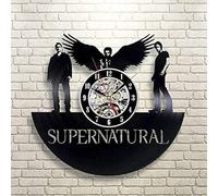 AGlitw Vinyl Record Wall Clock Modern Design Supernatural Wall Hanging Movie Theme Clock Wall Clock Home Decoration Gift for Supernatural Fans @Type 2_No LED
