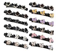 AGLOO 12Pcs Sparkling Braided Hair Clips Set for Women Girls, Stylish Hair Bands with 3 Small Duckbill Clips for Thick Thin Hair, Butterfly, Heart & Clover Designs