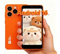AGM 4G Unlocked Mini Smartphone, IP54 Dustproof Splashproof, 3000mAh Long Battery Life, 4.96" One-Hand Screen, Android 16 Go, Dual SIM, 256GB Expandable, Ideal for Backup/Elderly/Outdoor Use (Orange)