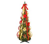 AGM 6ft Pop-Up Artificial Christmas Tree, Pre-Lit Pre-Decorated Xmas Tree | 200 Warm White LED Lights, Foldable Design for Indoor Christmas Trees, Christmas Decorations and Holiday Parties
