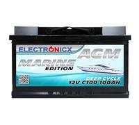 AGM Battery 100Ah 12V - Deep Cycle Marine Leisure Battery for Boat, Caravan, Campervan, Motorhome, Solar Power - Maintenance-Free Supply