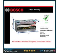 AGM Battery fits AUDI A6 C5, C6, C7, C8 Stop Start Bosch 020 AGM 950A